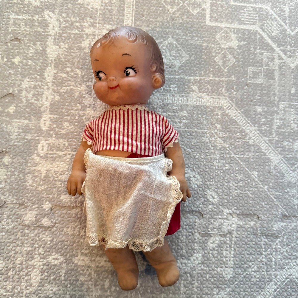Vintage Ideal Toy Corp‎ Campbell Kid Doll Red Striped Shirt Apron Collectible